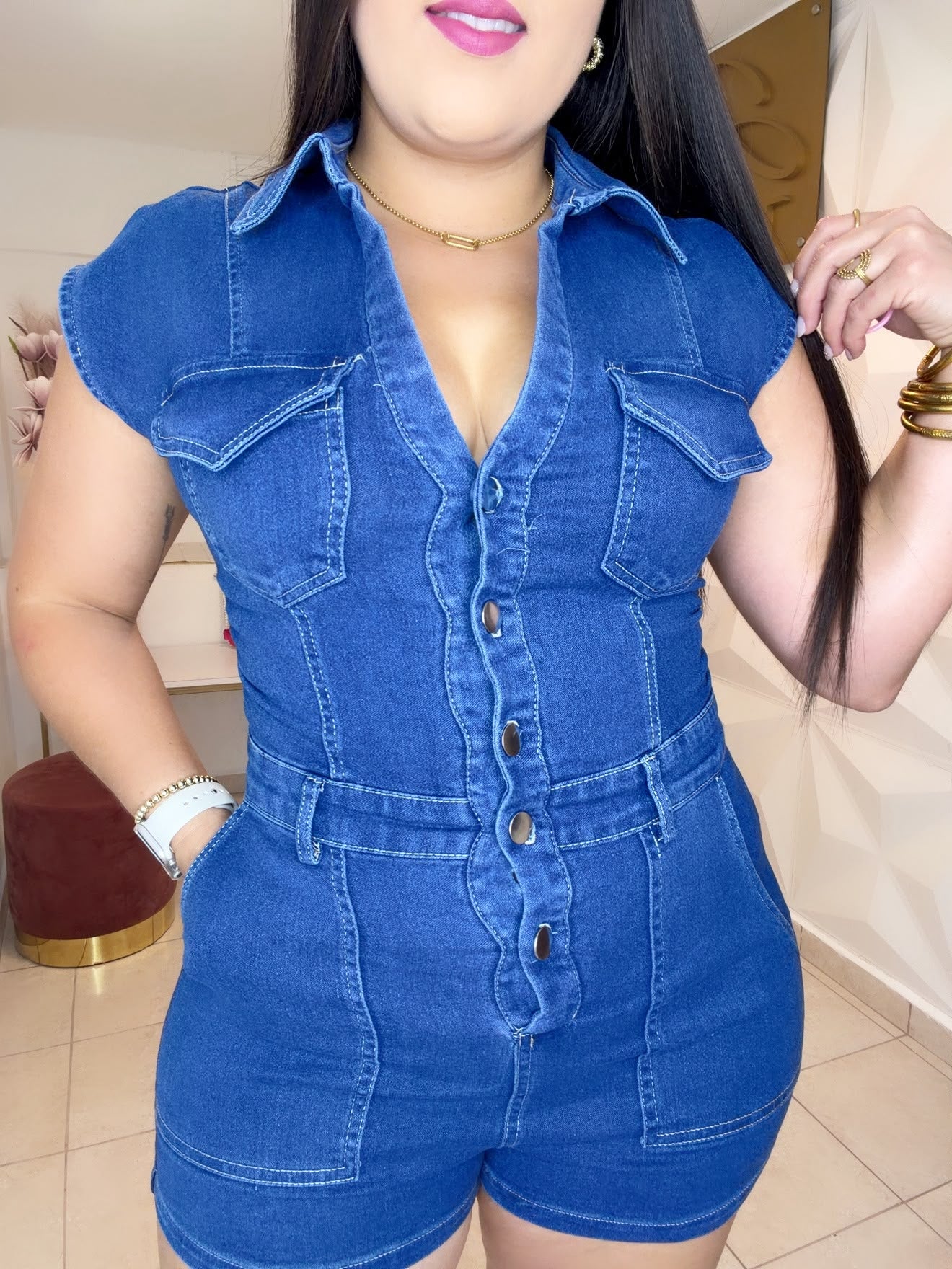 Romper Denim (dark color)