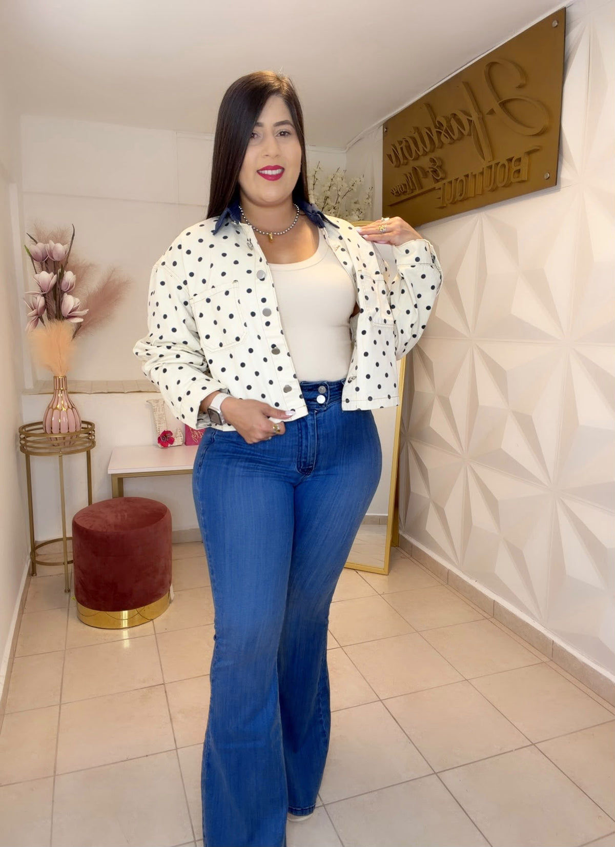 Denim jacket Polka Dots