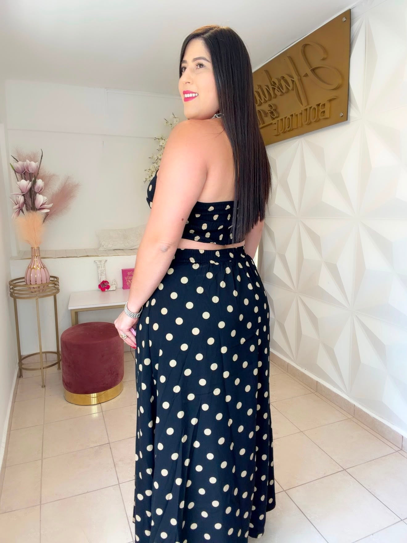 Polka Dots Maxi Skirt Set