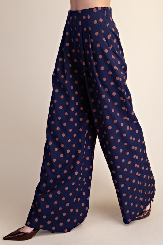 Pants Polka Dots Navy and Brown