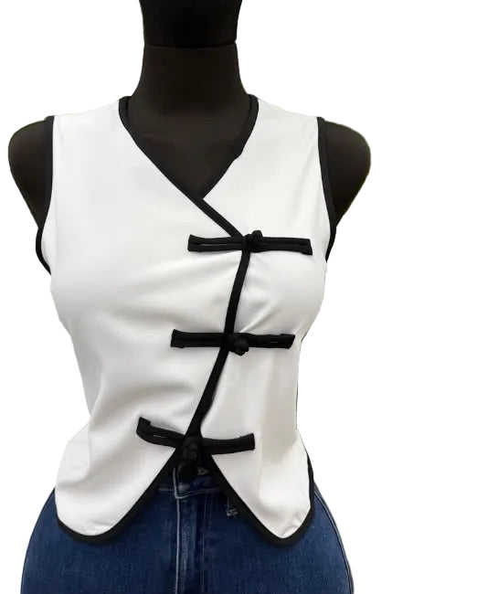 Top Lazos Chinos Black and White