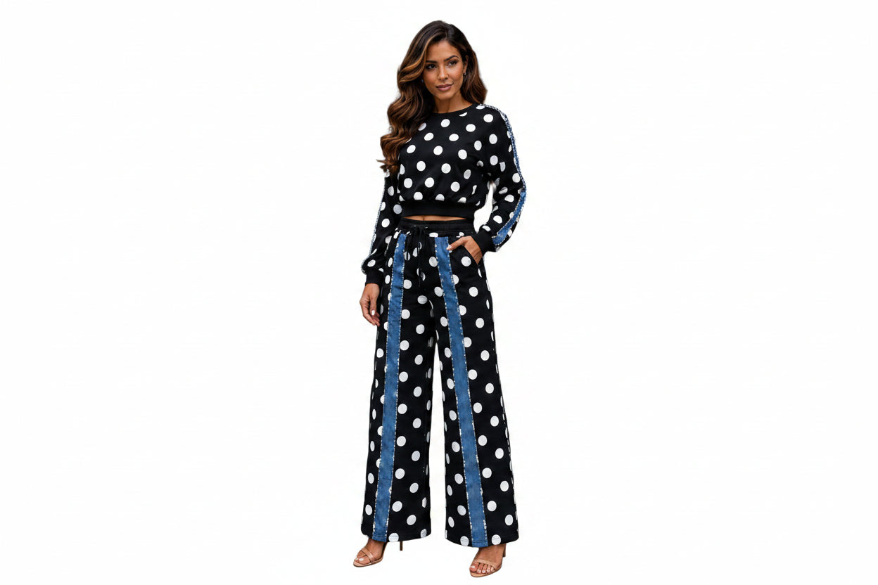 Pearl Polka dots Set Black 🖤