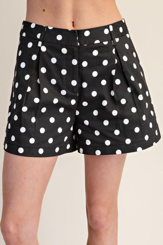 Short Black Polka Dots in White