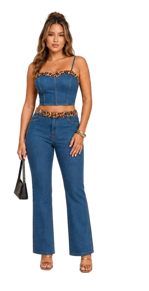 Set Denim and Animal Print 🐆🩵