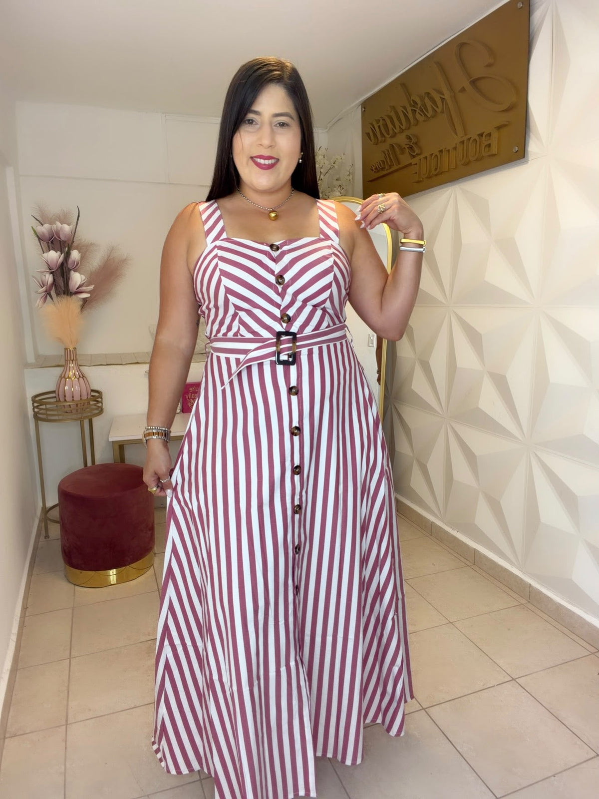 Dress Stripe Burgundy and White