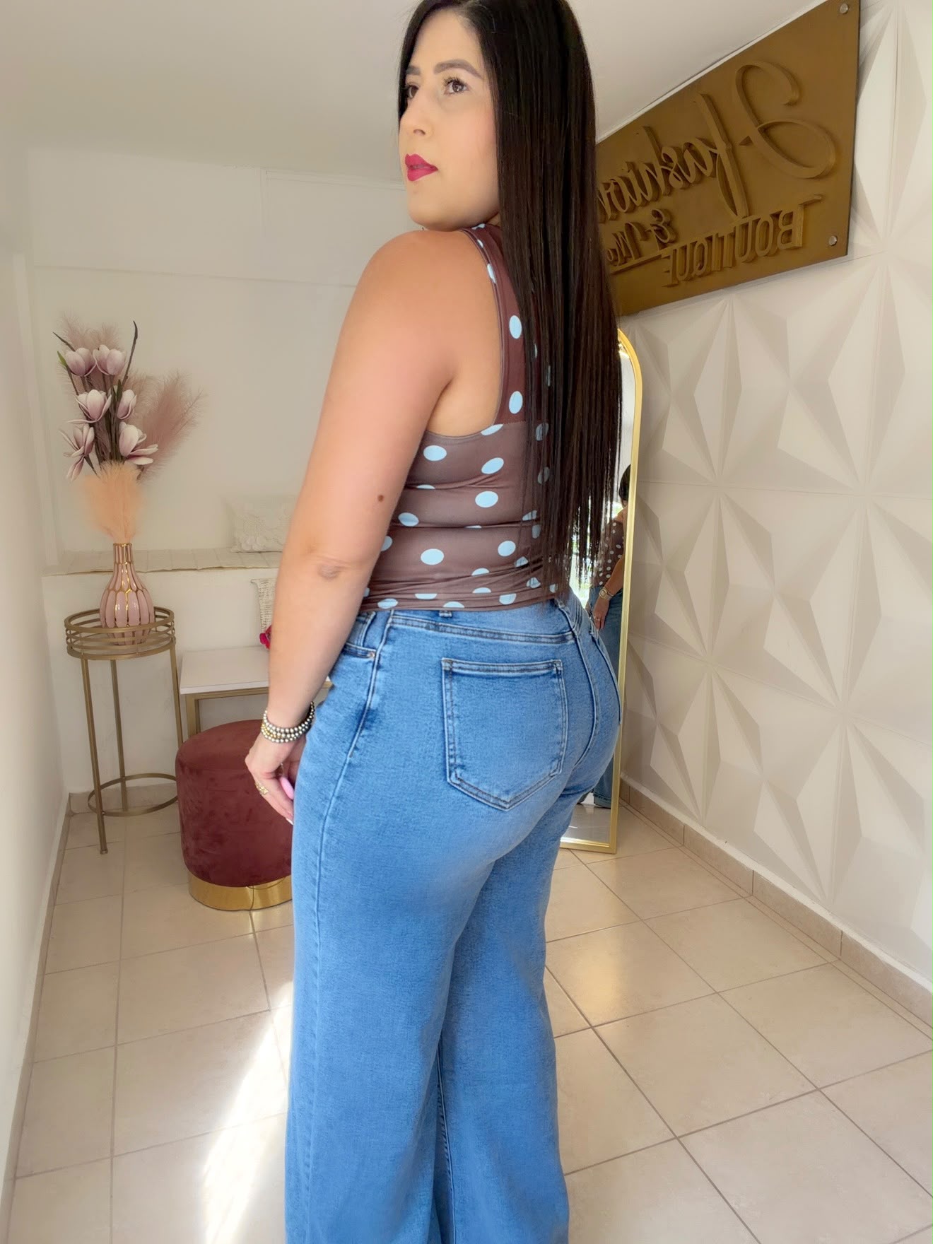 Top Polka Dots Brown
