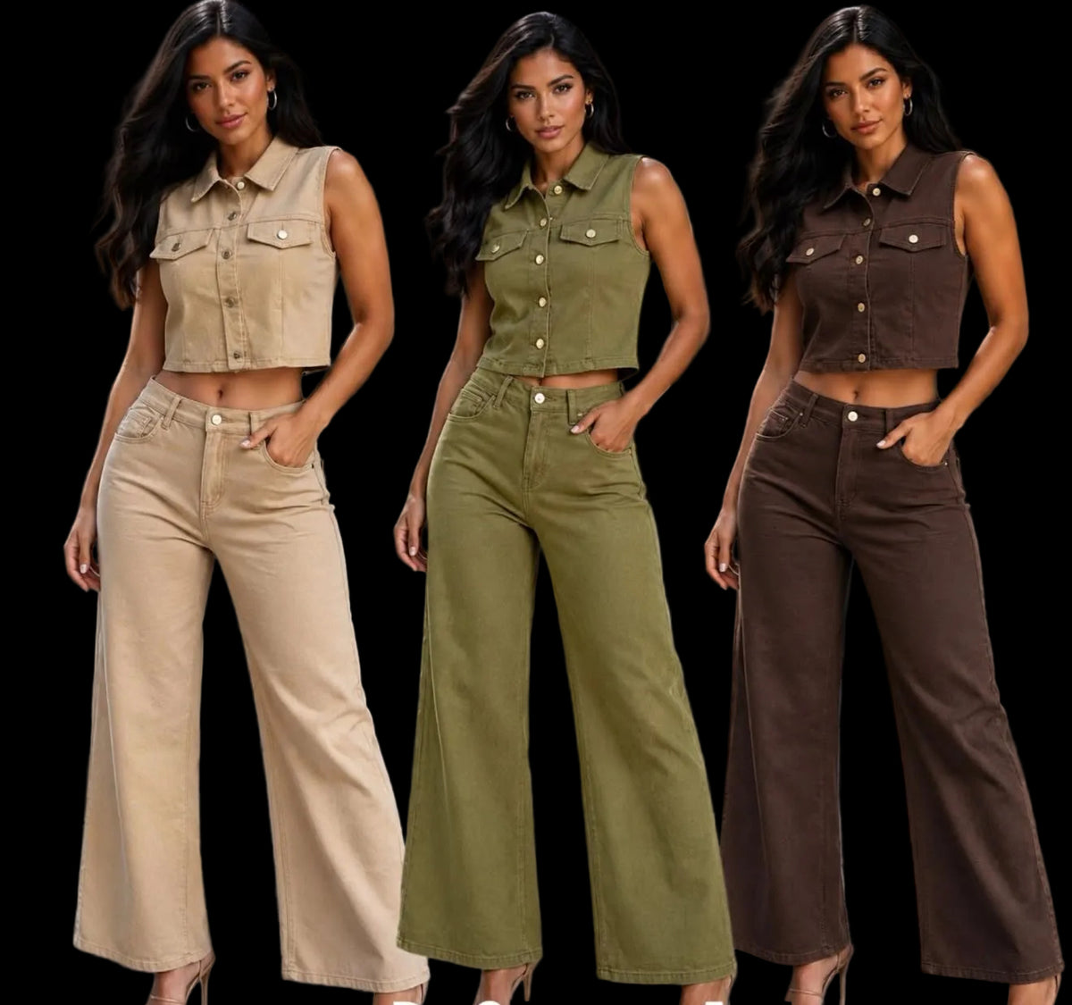 Chaleco Set in Three Color, Olive 🫒, Beige 🤎 or Chocolate 🍫