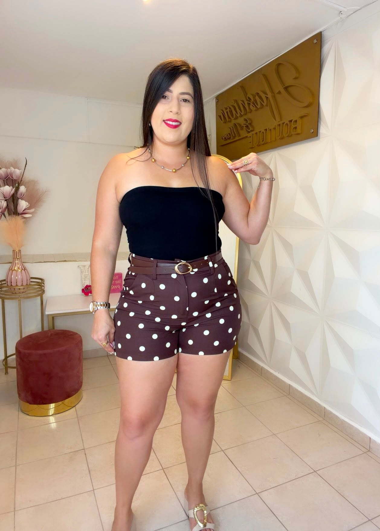 Polka Dot Short Brown (incluye correa)