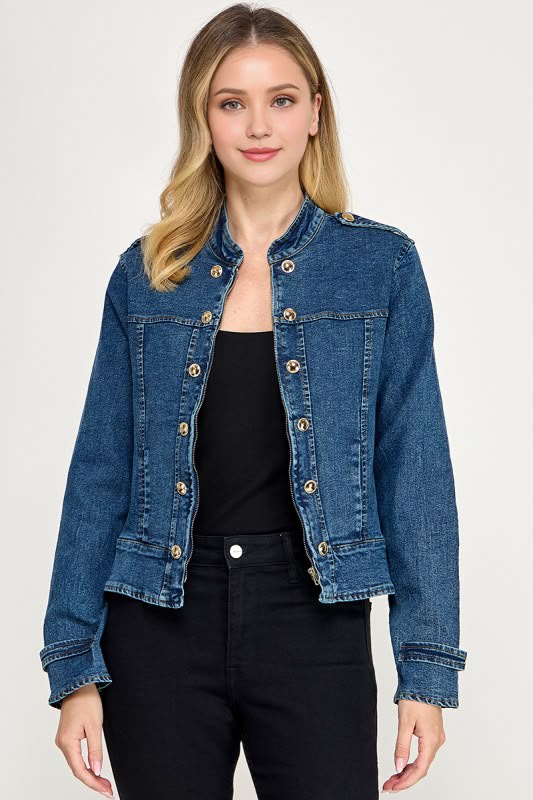 Buttom Denim Jacket Blue or Brown