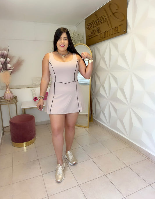 Sport Romper Taupe and Black Details