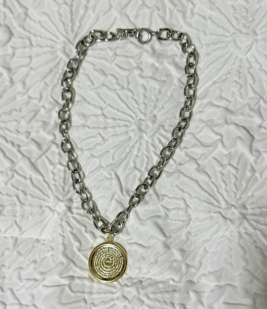 Collar Padre Nuestro (dos tonos Rodio)