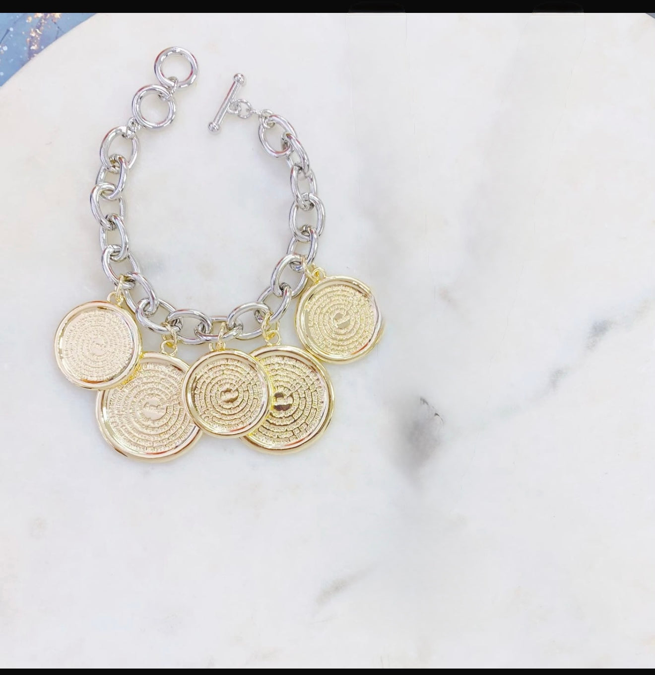 Pulsera Padre Nuestro (dos tonos Rodio)