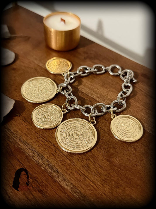 Pulsera Padre Nuestro (dos tonos Rodio)