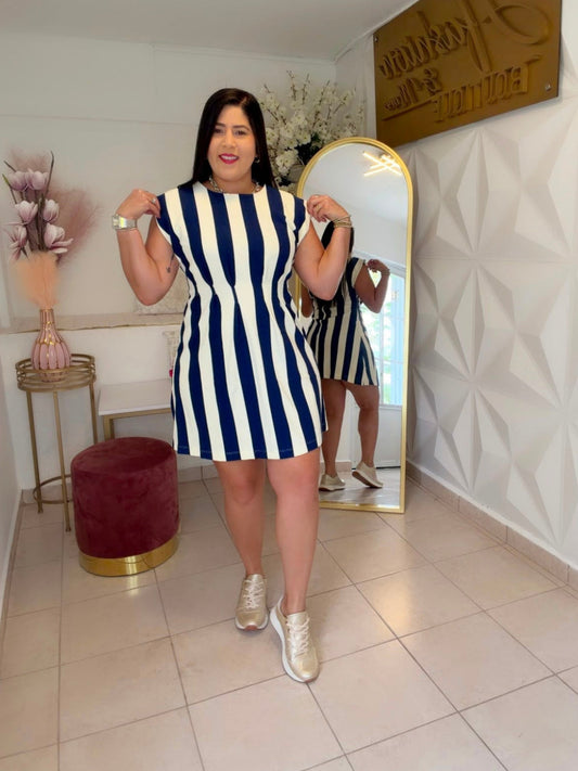Dress with Navy stripe