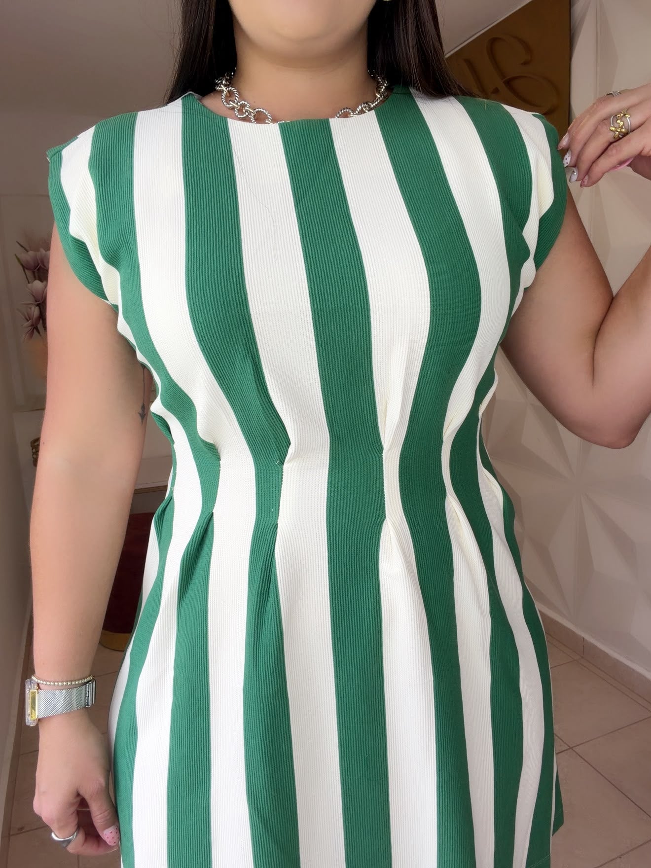 Dress with green stripe