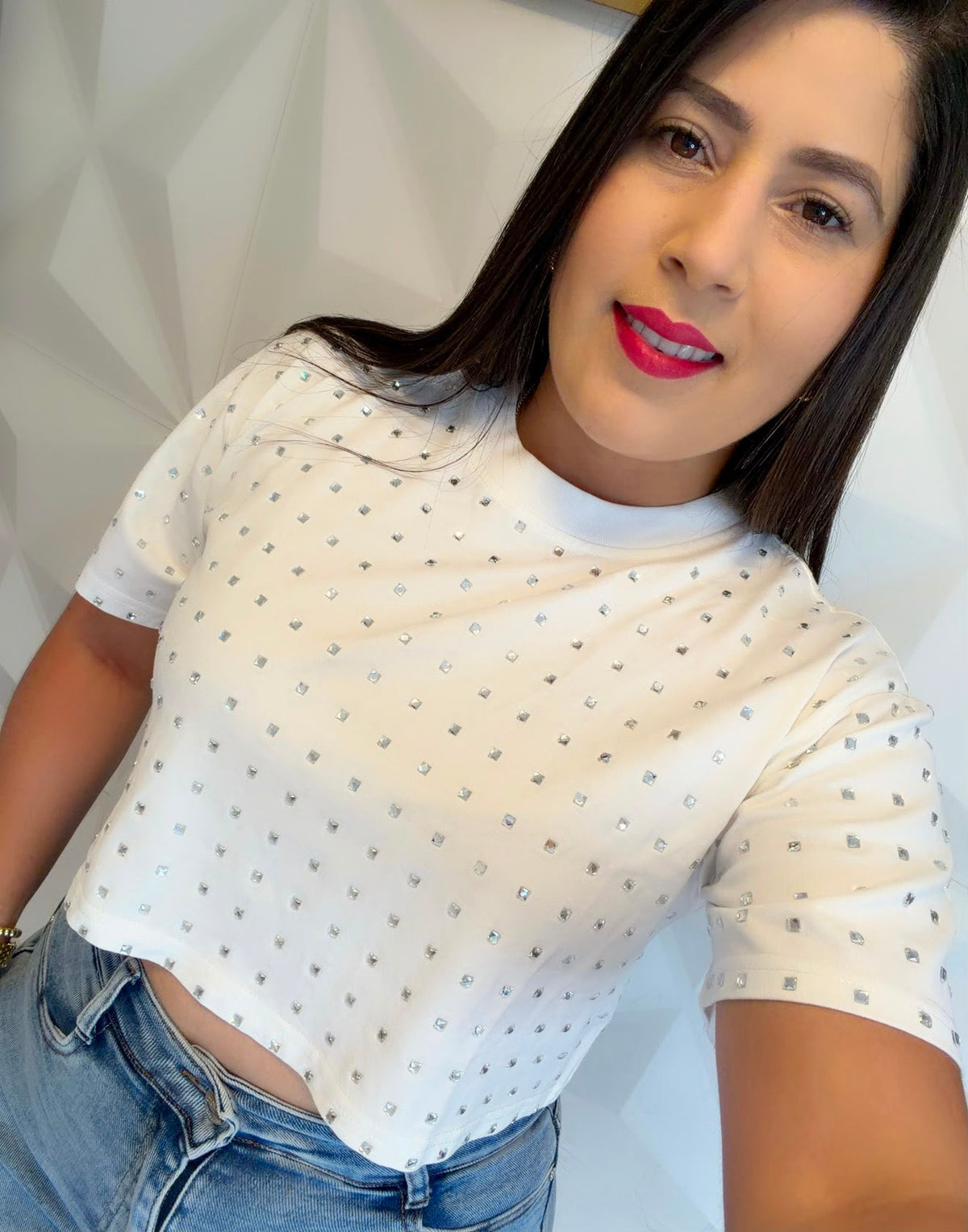 Rhinestone White Top