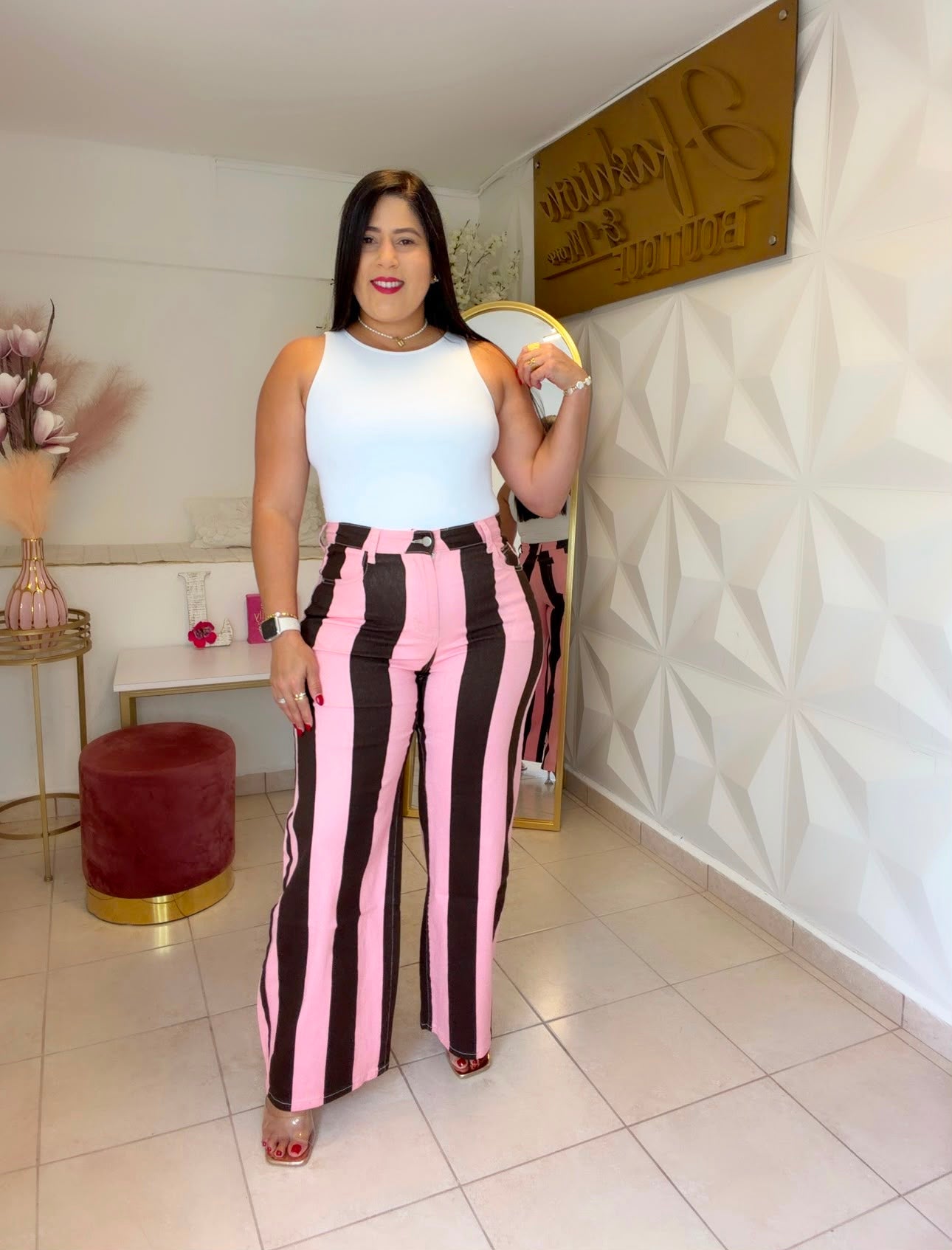 Pants Stripe Pink/Brown