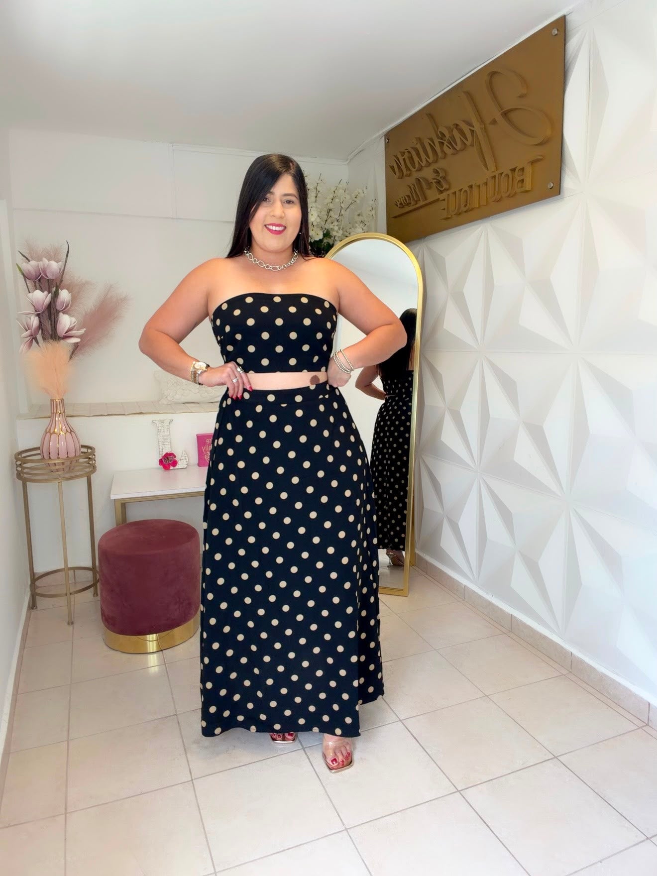 Polka Dots Maxi Skirt Set