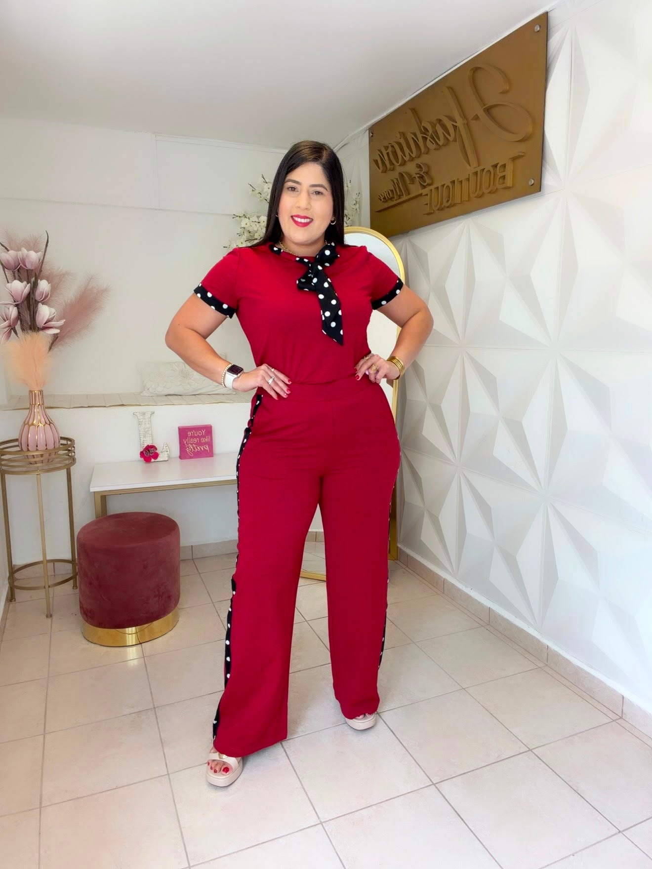 Polka Dots Set Wine and Black