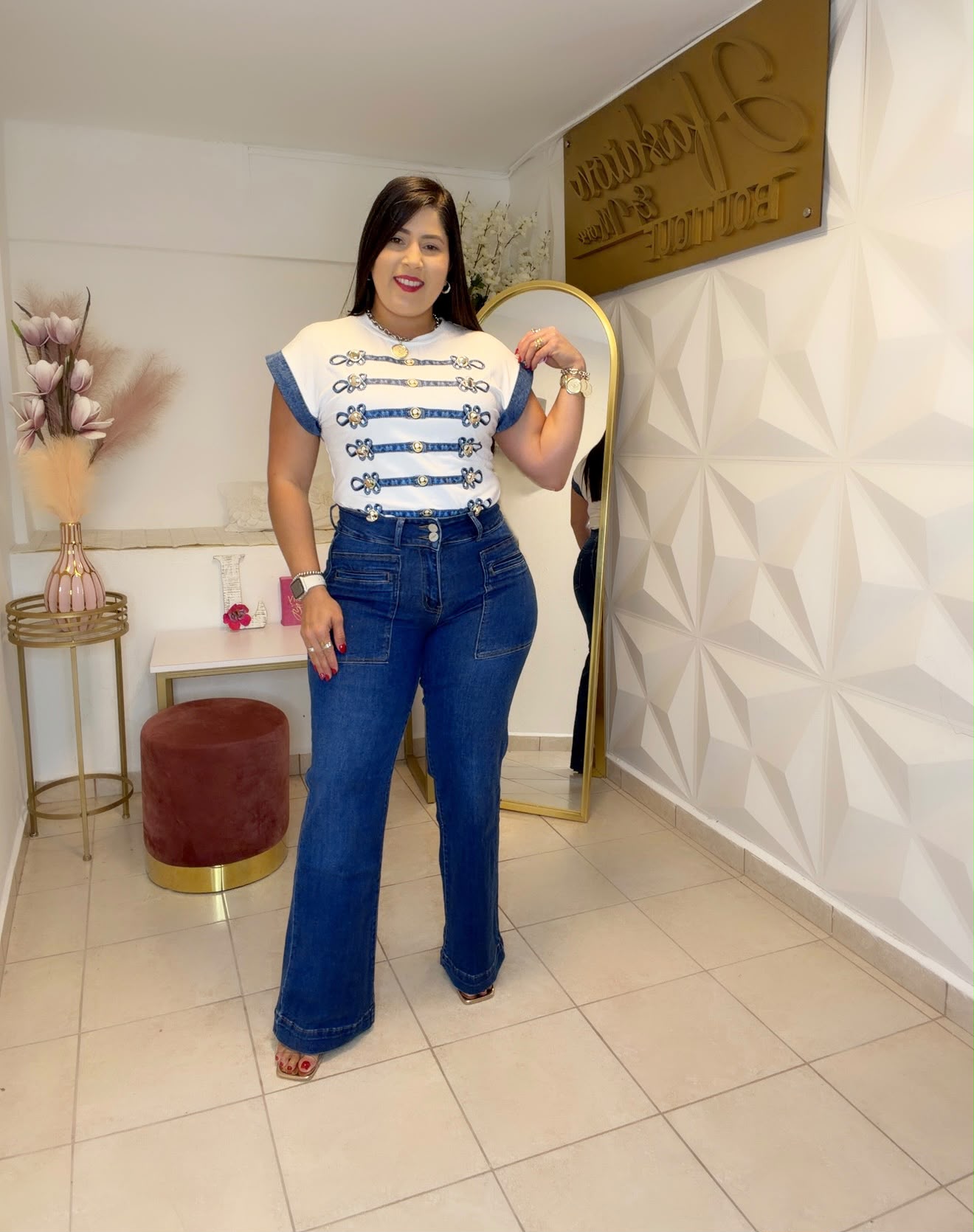 Blouse White and Denim