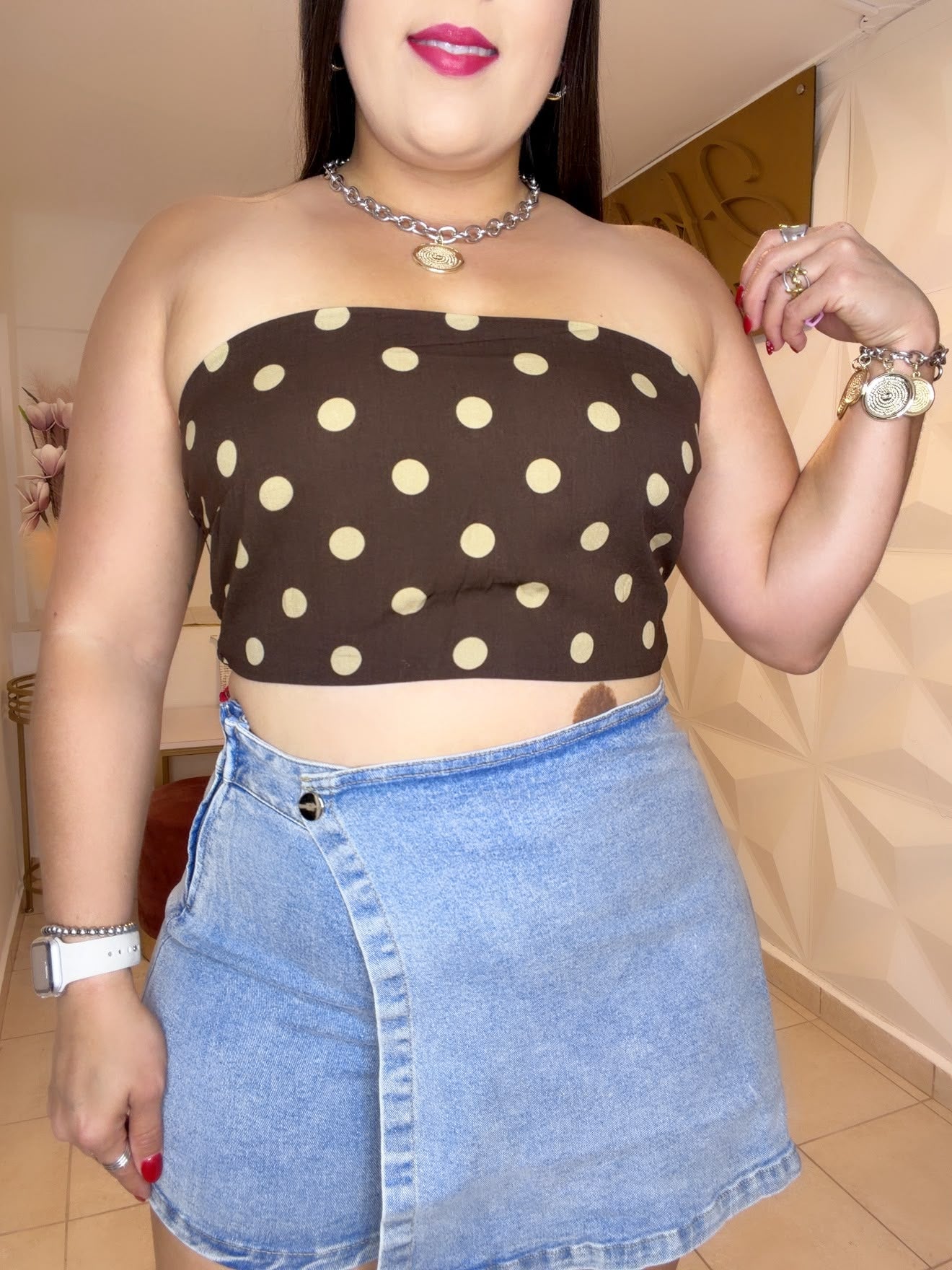 Top polka dots Brown