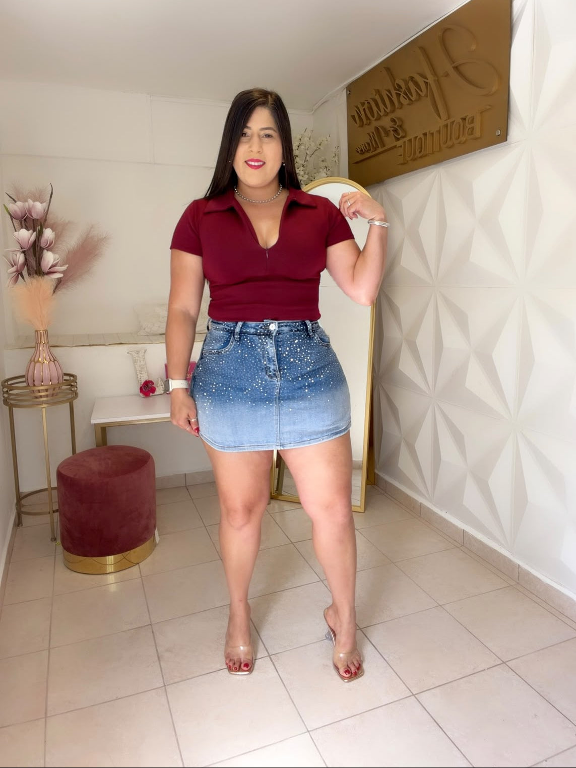 Skort Denim (Detalles en Brillo 🔅)