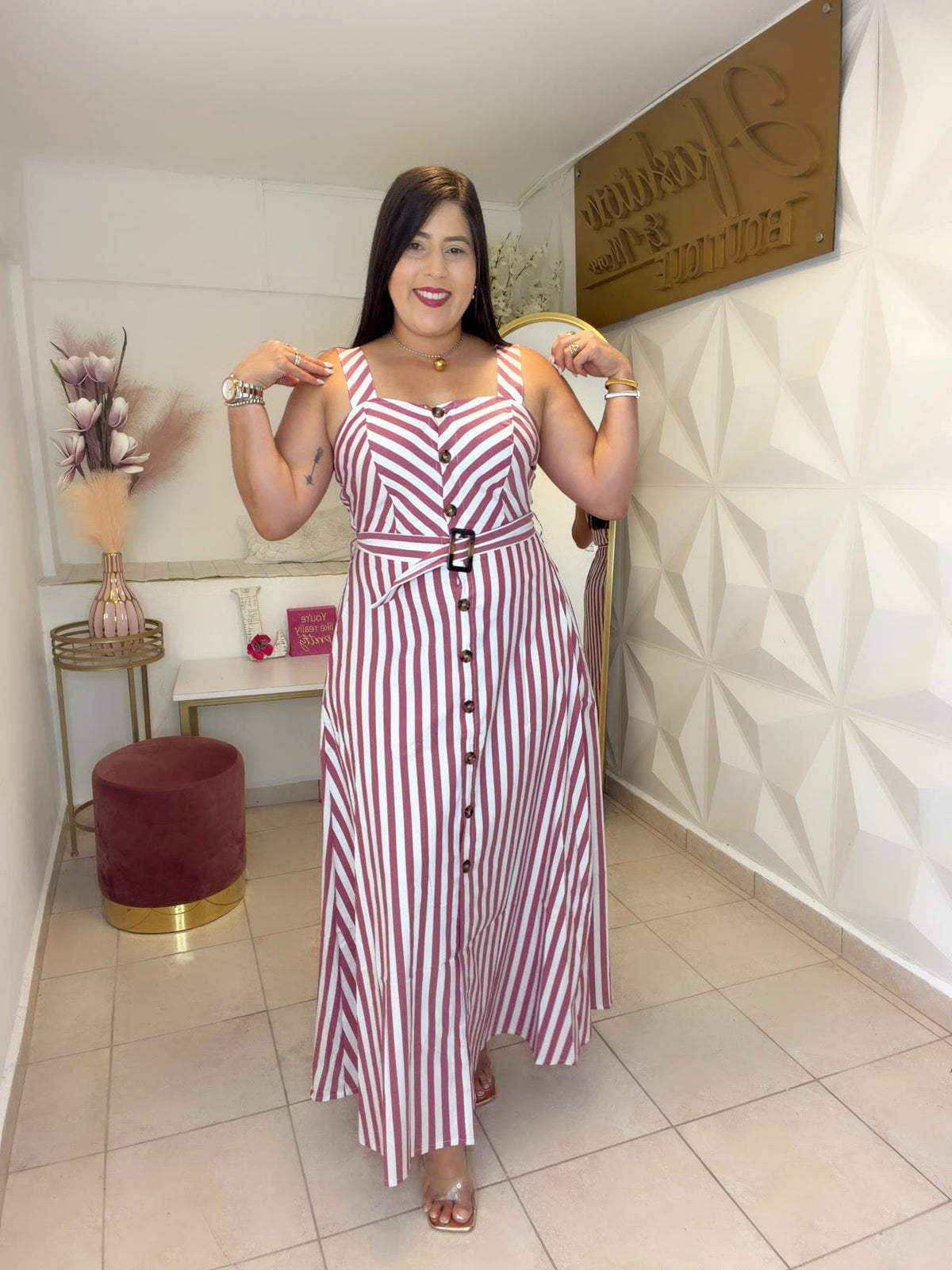 Dress Stripe Burgundy and White