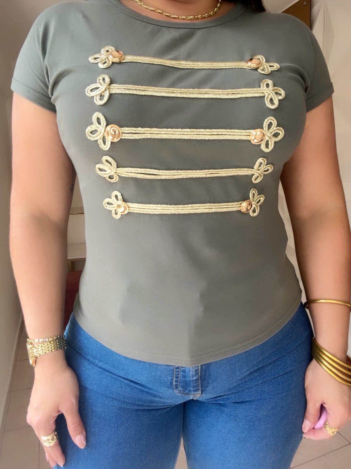Military top details gold   Olive 🫒 OR Black 🖤