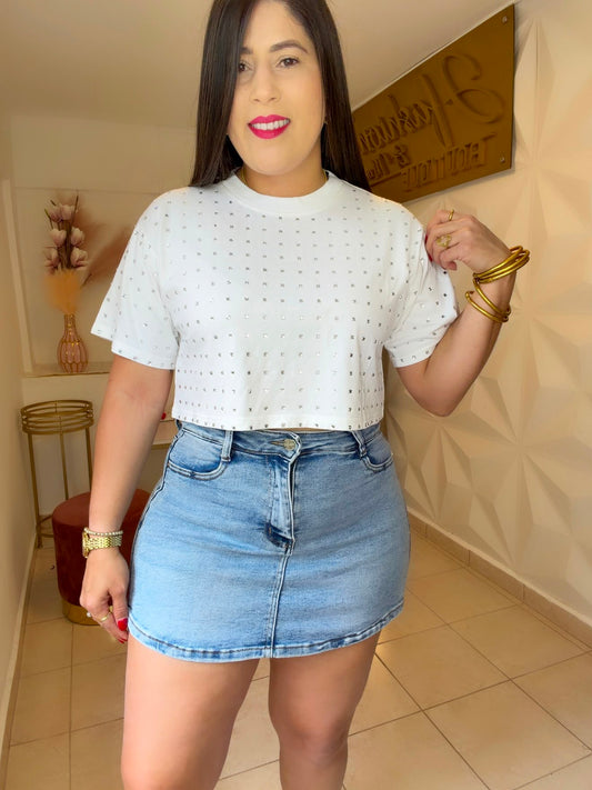 Rhinestone White Top