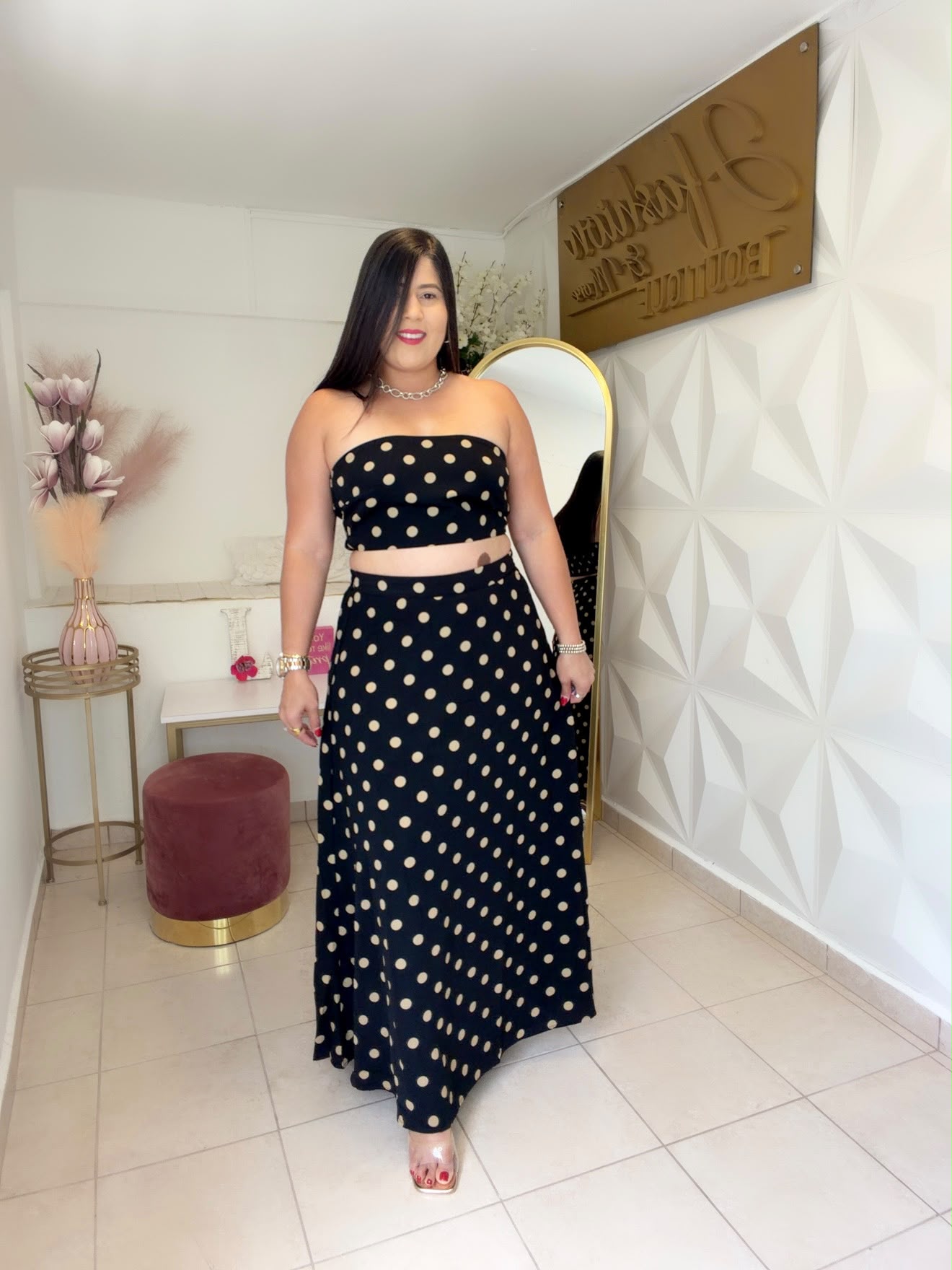 Polka Dots Maxi Skirt Set