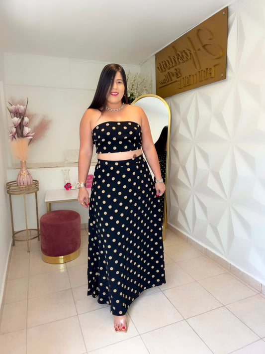 Polka Dots Maxi Skirt Set