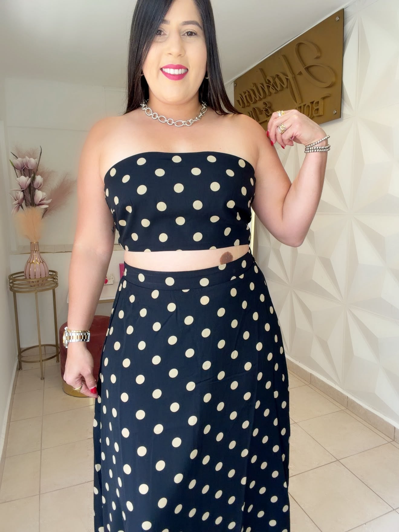 Polka Dots Maxi Skirt Set