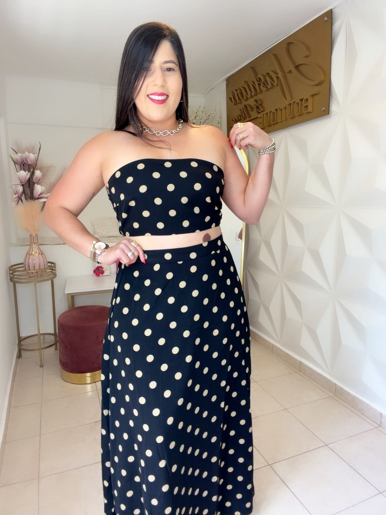 Polka Dots Maxi Skirt Set