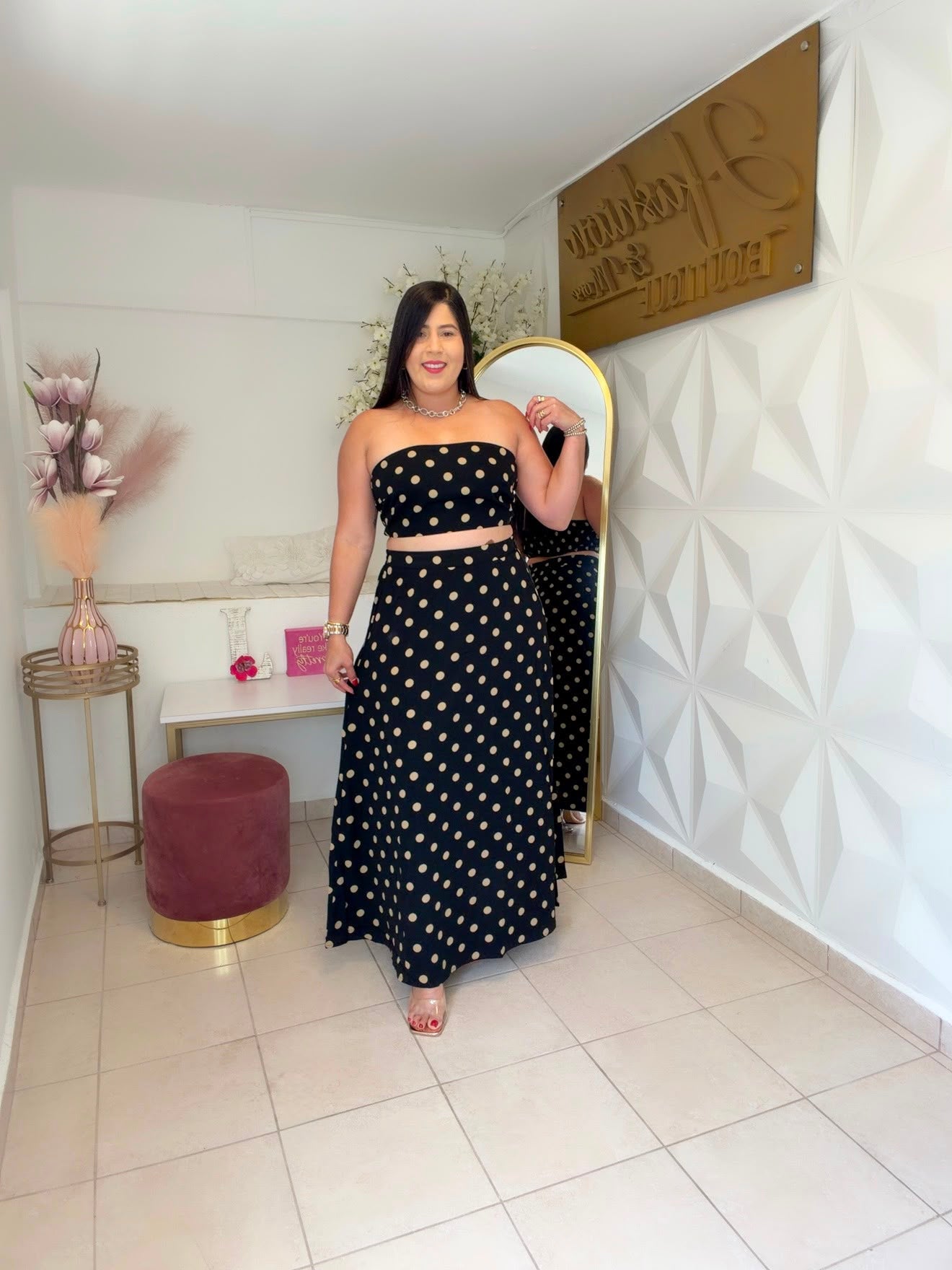 Polka Dots Maxi Skirt Set