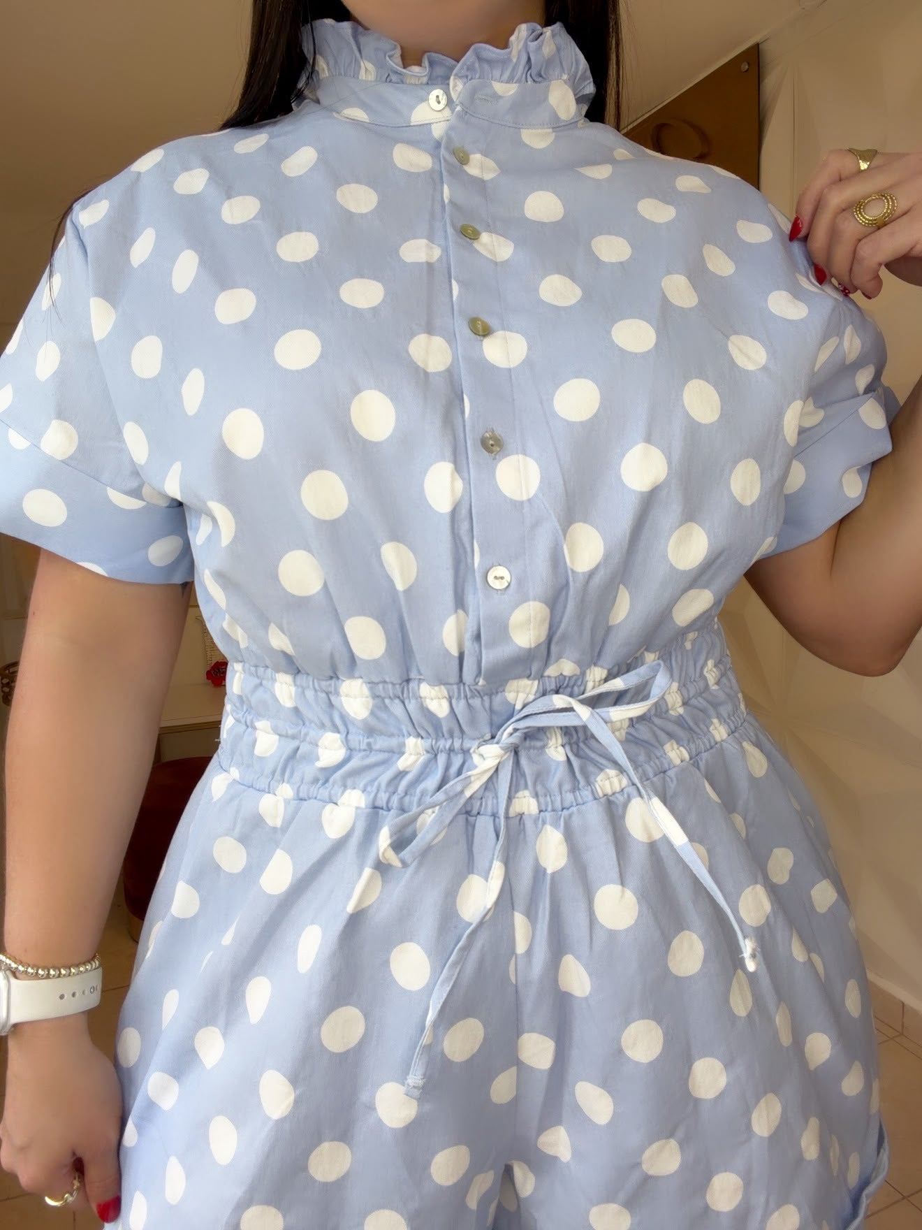 Romper Blue Polka Dots