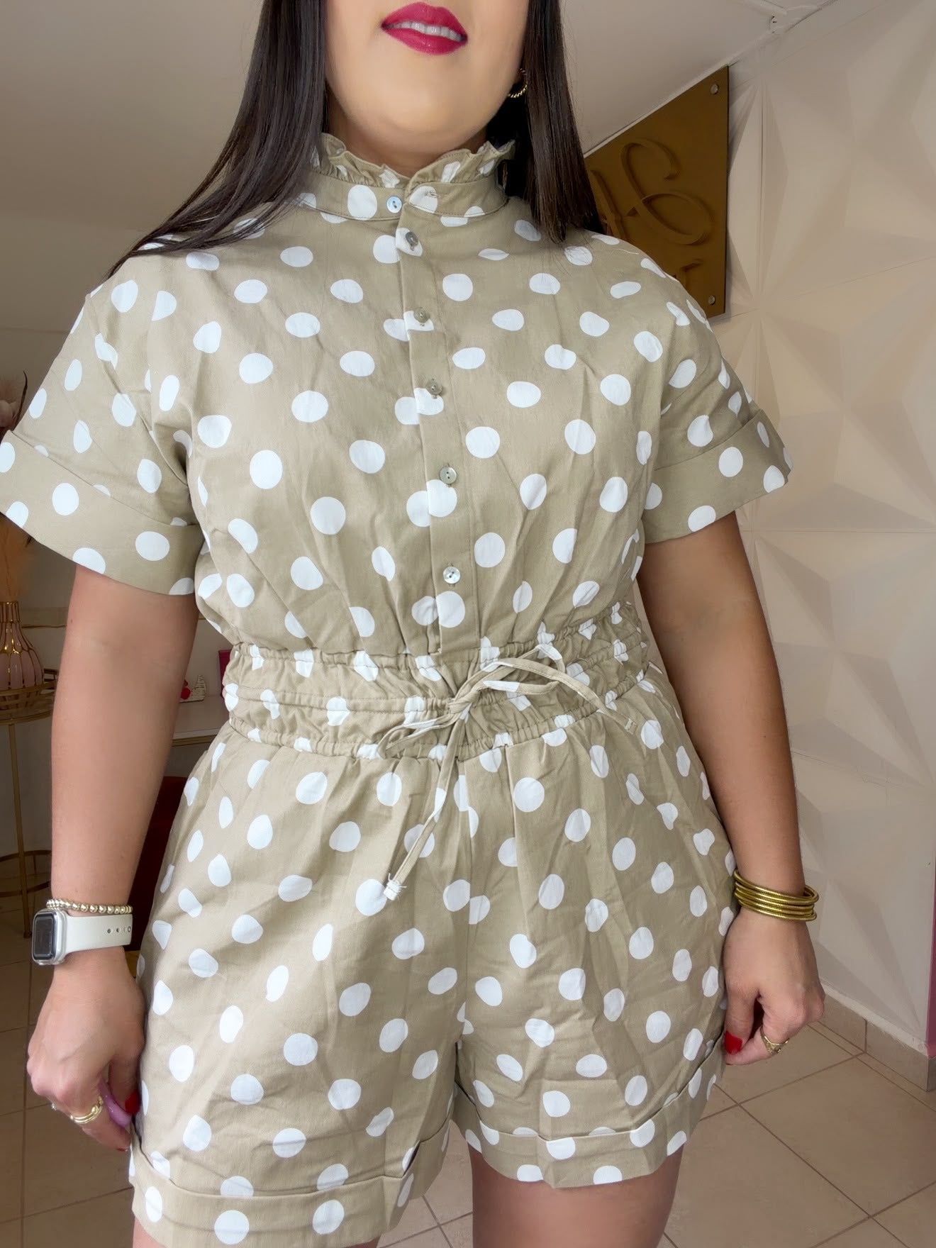 Romper Polka Dots Taupe