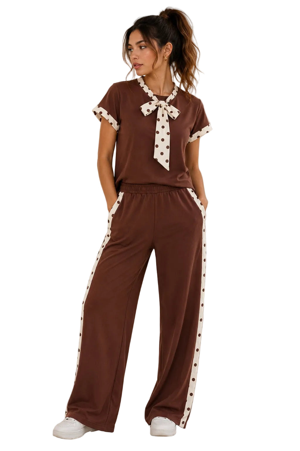 Polka Dots Set Brown and Cream