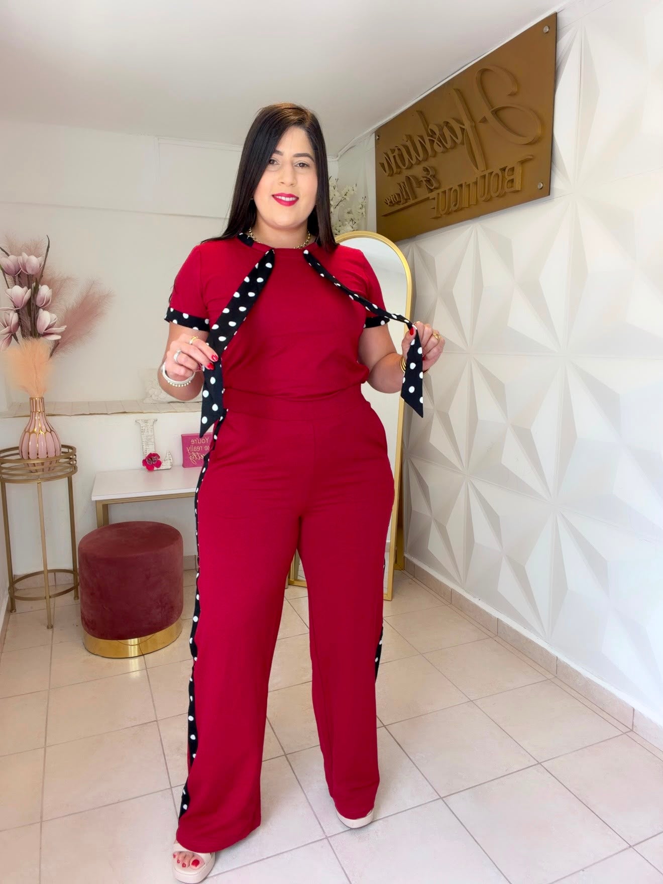 Polka Dots Set Wine and Black