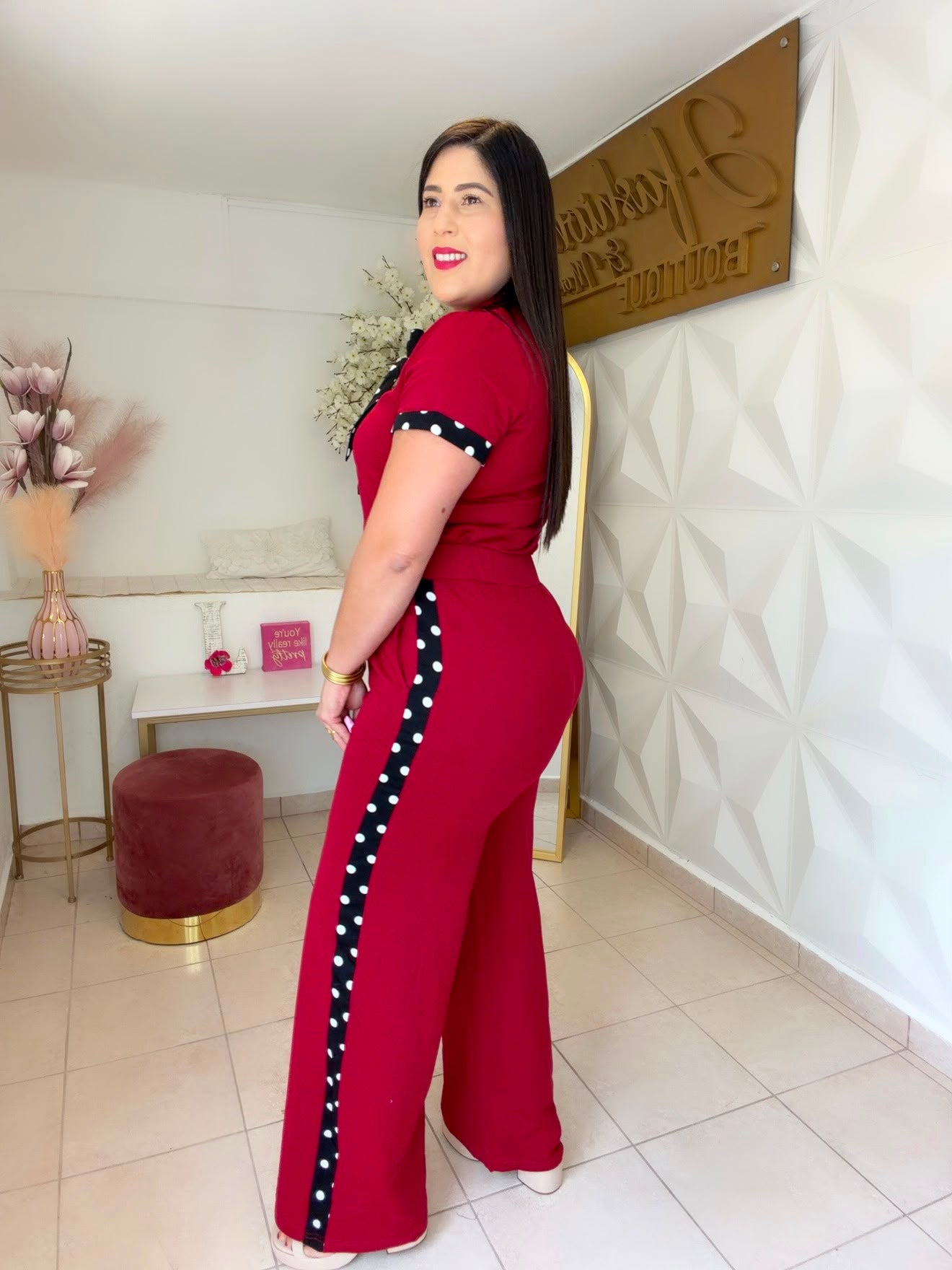 Polka Dots Set Wine and Black