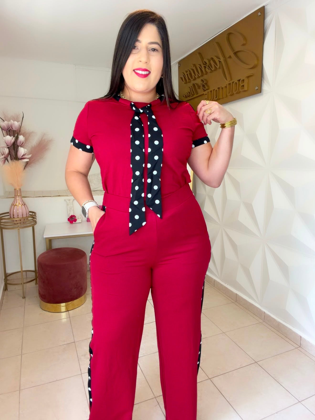 Polka Dots Set Wine and Black