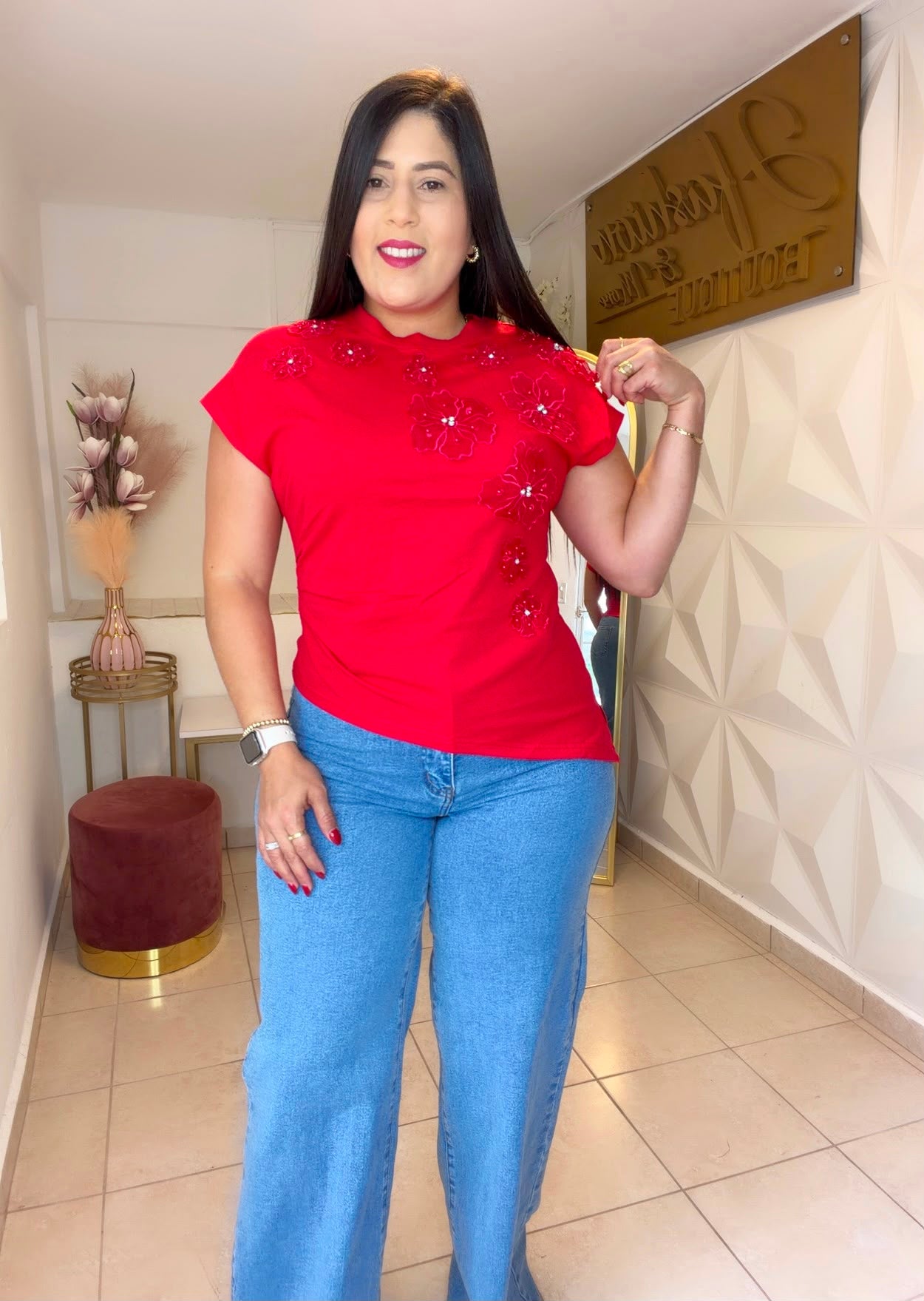Flower Blouse Red