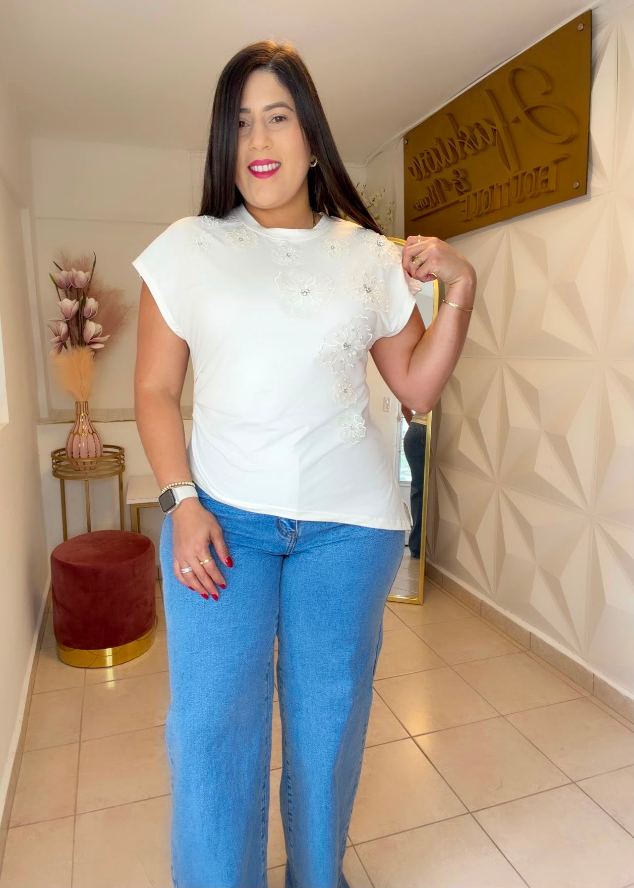 Flower Blouse White