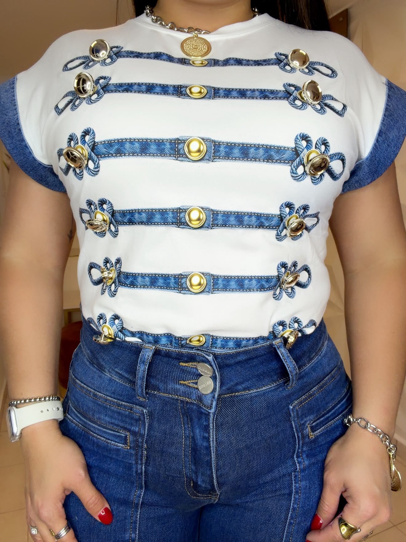 Blouse White and Denim