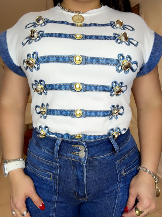 Blouse White and Denim