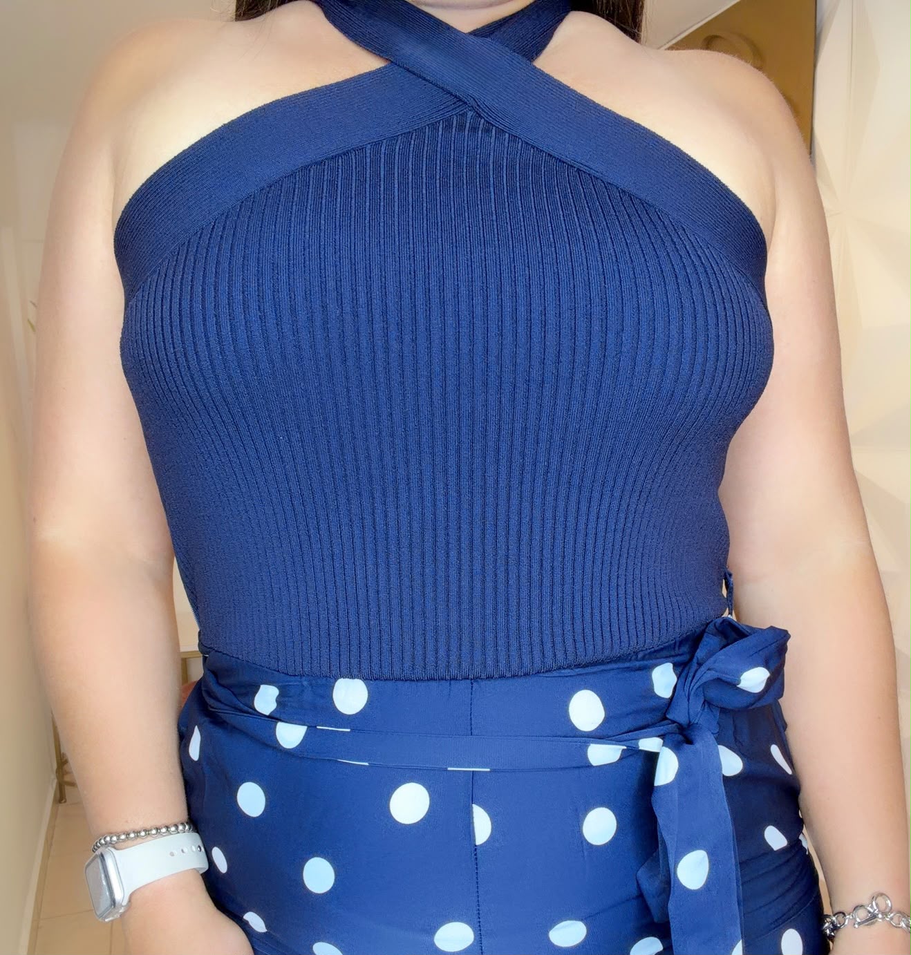 Navy Jumpsuit Polka Dots