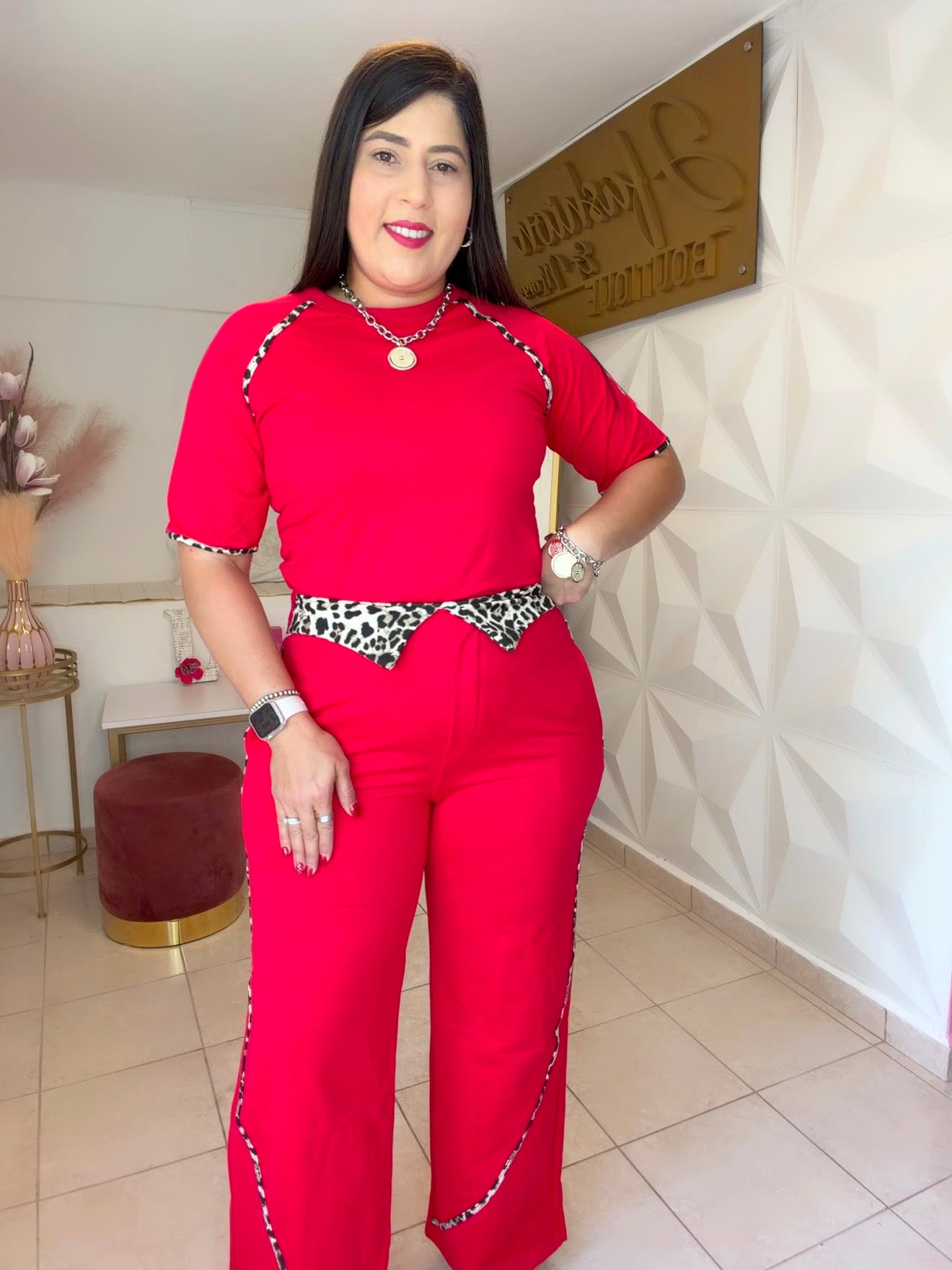 Animal Print Red Set