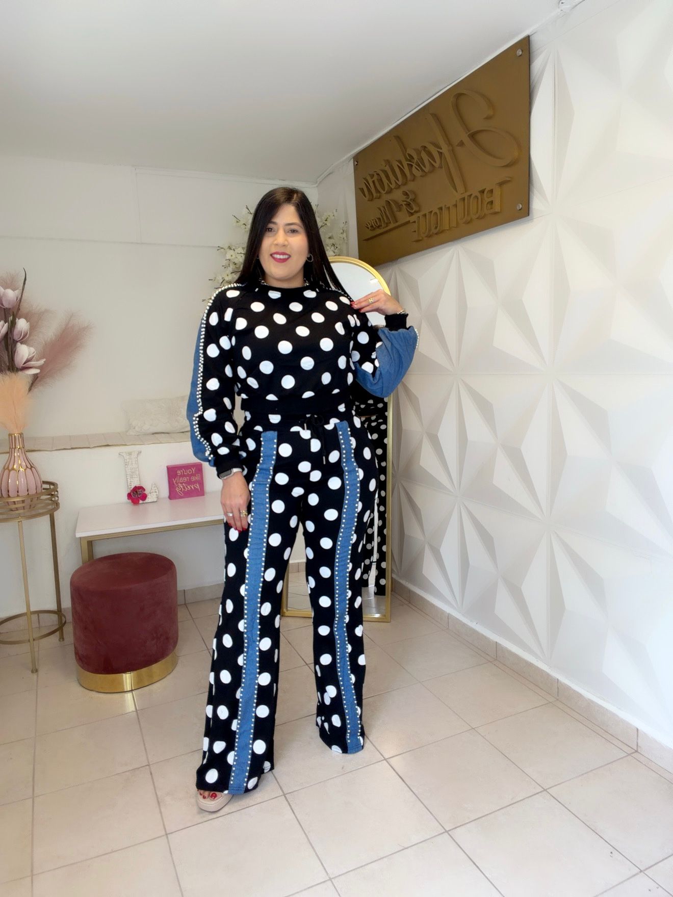 Pearl Polka dots Set Black 🖤