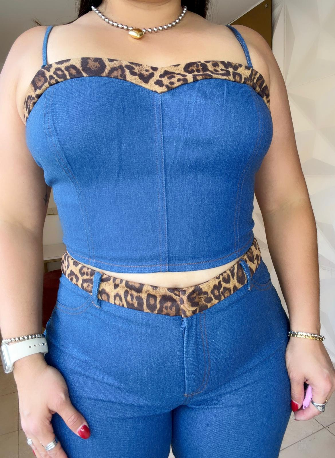 Set Denim and Animal Print 🐆🩵