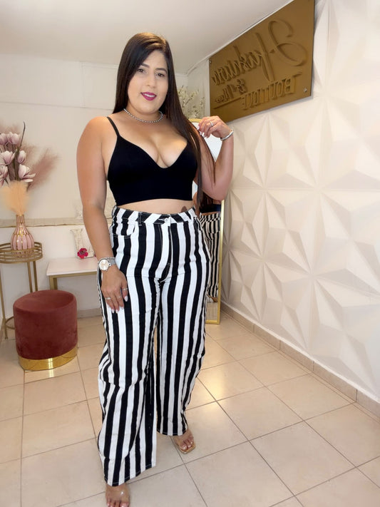Pants Stripe Black and White
