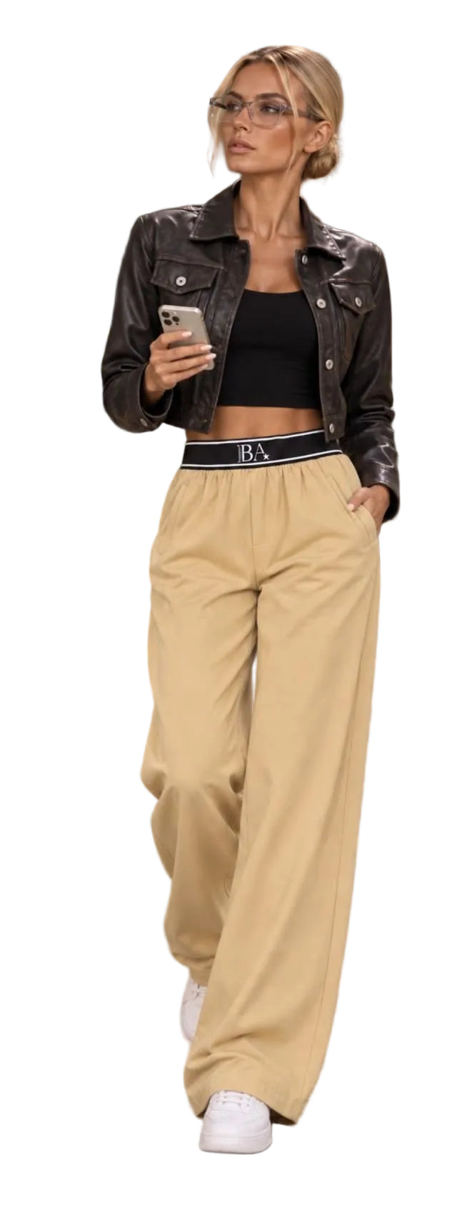Wide Leg Pants Beige With Elastic 🤎